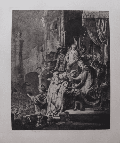 Amand Durand Plate Signed Etching:"Rembrandt Christ Before Pilate"
