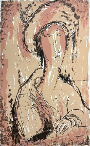 Amedeo Modigliani Plate Signed Open Edition Print on Paper: "Portrait of a Woman " Amedeo Modigliani Plate Signed Open Edition Print on Paper: "Portrait of a Woman "