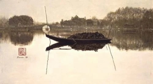 ames Bama Signed and Numbered Limited Edition  888 Lithograph: "West Lake Hangzhou City"