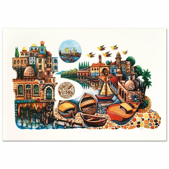 Amram Ebgi Limited Edition 25 x 17 lithograph:"City of Jaffa"