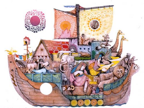 Amram Ebgi Limited Edition Offset Lithograph: "Noah and the Ark"
