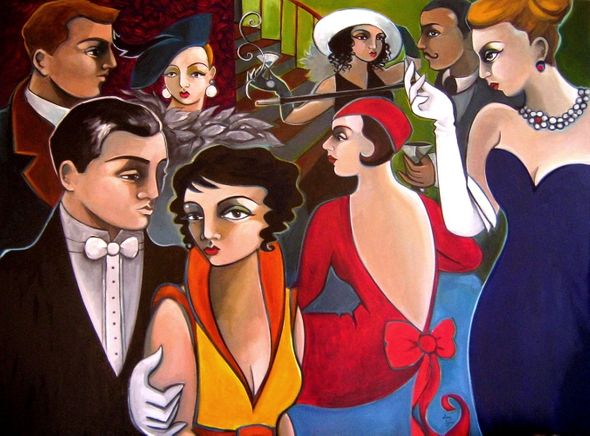 Amy Lynn Handsigned and Numbered Limited Edition Gallery Wrapped Giclee on Canvas:"Holly's Party"