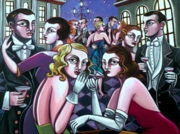 Amy Lynn Handsigned and Numbered Limited Edition Gallery Wrapped Giclee on Canvas:"Night on the Piazza"
