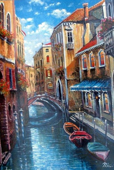 Anatoly Metlan Hand Signed and Numbered Limited Edition Lithograph on Paper: " Venice "