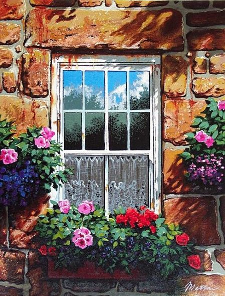 Anatoly Metlan Hand Signed and Numbered Limited Edition Serigraph on Paper: " Beyond our Window "
