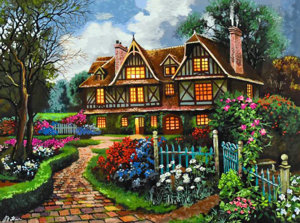 Anatoly Metlan Limited Edition Serigraph on Paper: "Country Cottage"