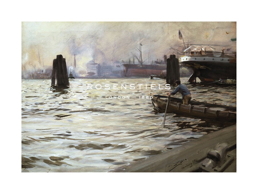 Anders Zorn Hand Numbered Limited Edition Print on Paper :"Hamburg Harbour"