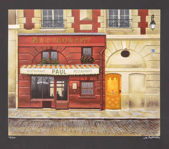 Andre Renoux (1939-2002) Limited Edition Serigraph on Paper: "�picerie P. Legrand Confiserie"