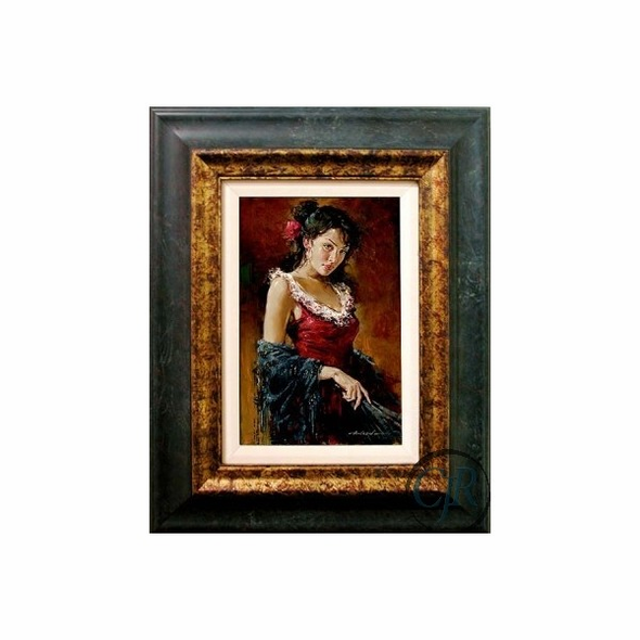 Andrew Atroshenko Framed Hand Embellished Giclee on Canvas; "Preciosa (Framed)"