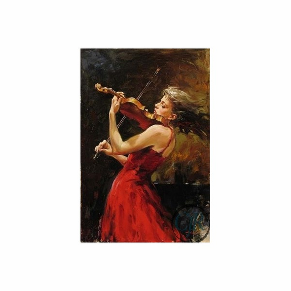 Andrew Atroshenko Hand Embellished Giclee on Canvas; Hand Signed and Numbered: "The Passion of Music"