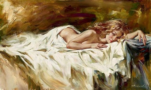 Andrew Atroshenko Limited Edition Embelleshed Giclee on Canvas :"Intimate Thoughts"