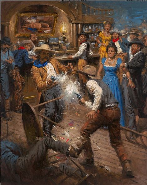 Andy Thomas Artist Signed and Numbered Limited Edition Canvas Giclee:"Let the Cards Fall"