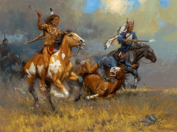 Andy Thomas Hand Signed and Numbered Limited Edition Giclee Print on Paper and Canvas:"Crazy Horse at Little Big Horn"