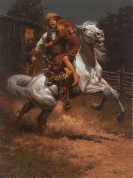 Andy Thomas Hand Signed and Sequentially Numbered Timeless Edition Canvas Giclee: "Johnny Saved the Girl"