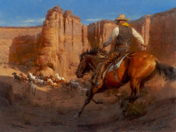 Andy Thomas Hand Signed and Sequentially Numbered Timeless Edition Canvas Giclee: "The Mustanger"