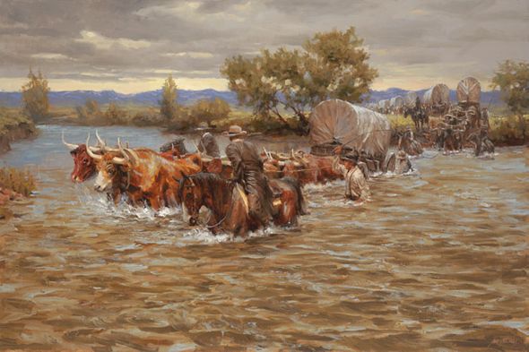 Andy Thomas Hand Signed and Sequentially Numbered Timeless Edition Canvas Giclee: "Treacherous Crossing"
