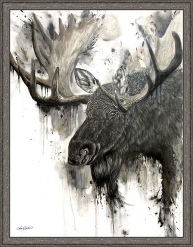 ANGELA BAWDEN 42X32 FLOAT FRAMED CANVAS:"BULL MOOSE"