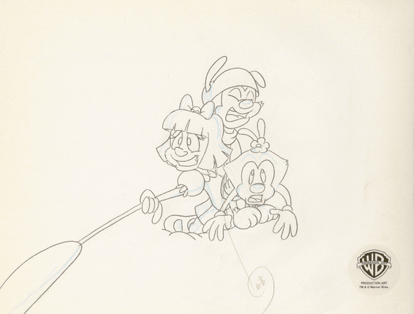 Animaniacs Original Production Drawing: "Elmyra, Wakko, and Dot"