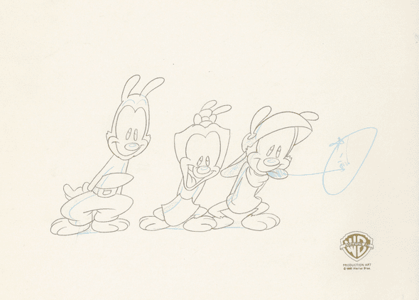 Animaniacs Original Production Drawing: "Yakko, Wakko, and Dot"