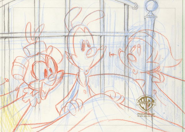 Animaniacs Original Production Drawing: "Yakko, Wakko, and Dot"
