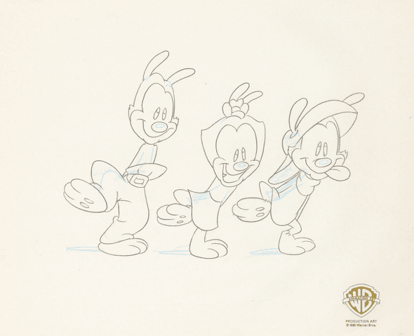 Animaniacs Original Production Drawing: "Yakko, Wakko, and Dot"