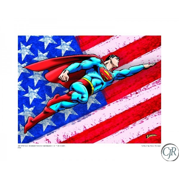 Animation Art Giclee on Paper:"Patriotic Superman"