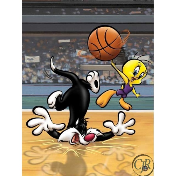 Animation Art Giclee on Paper:"Sylvester & Tweety Basketball"