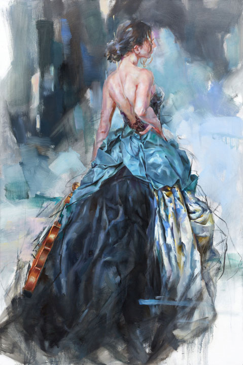 Anna Razumovskaya Hand Signed and Numbered Limited Edition Embellished Canvas Giclee:"Evocative"