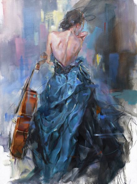 Anna Razumovskaya Hand Signed and Numbered Limited Edition Embellished Canvas Giclee:"Lucious"