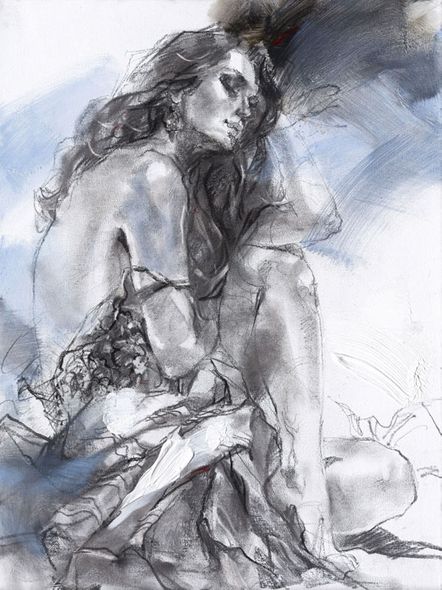 Anna Razumovskaya Hand Signed Limited Edition Artist Embellished Canvas Giclee: "Lazy Afternoon 2"