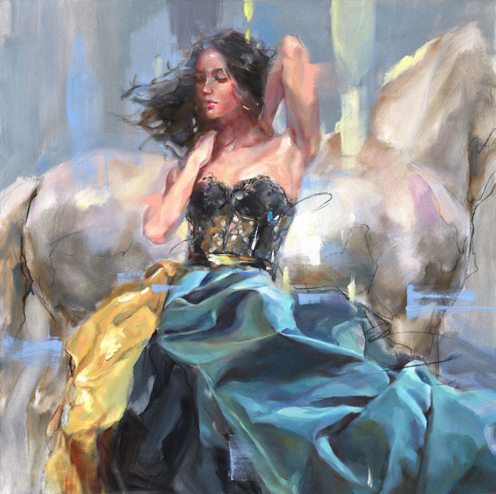 Anna Razumovskaya Hand Signed and Numbered Limited Edition Artist Embellished Canvas Giclee:"The Strength Within"