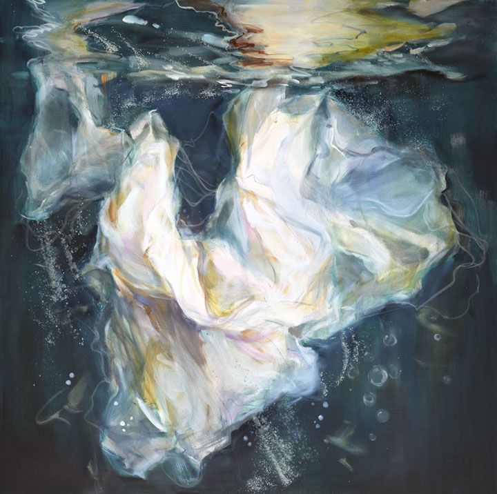 Anna Razumovskaya Hand Signed and Numbered Limited Edition Artist Embellished Canvas Giclee: "Floating Fragments 2"