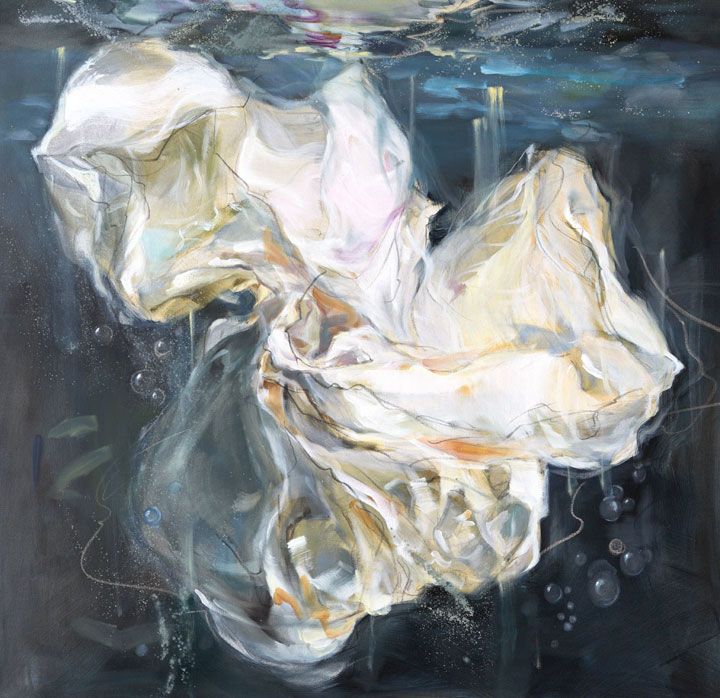Anna Razumovskaya Hand Signed and Numbered Limited Edition Artist Embellished Canvas Giclee: "Floating Fragments 3"