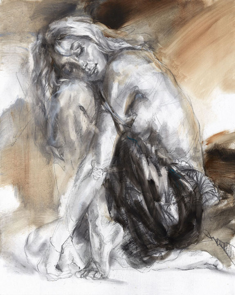 Anna Razumovskaya Hand Signed and Numbered Limited Edition Artist Embellished Canvas Giclee:"Lingering Echoes"