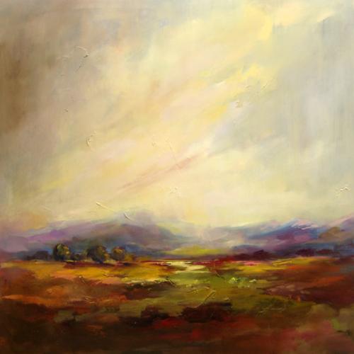 Anna Razumovskaya Hand Signed and Numbered Limited Edition Artist Embellished Canvas Giclee: "A River Runs Through It 3"