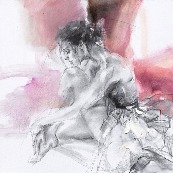 Anna Razumovskaya Hand Signed and Numbered Limited Edition Artist Embellished Canvas Giclee: "Blush Reverie"