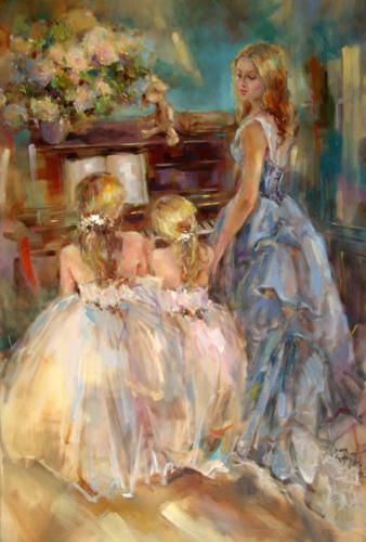 Anna Razumovskaya Hand Signed and Numbered Limited Edition Artist Embellished Canvas Giclee: "A Time To Remember"