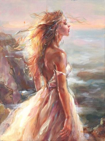Anna Razumovskaya Hand Signed and Numbered Limited Edition Artist Embellished Canvas Giclee:"Sunset Within"