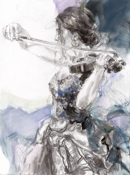 Anna Razumovskaya Hand Signed and Numbered Limited Edition Artist Embellished Canvas Giclee:"Spring Solo"