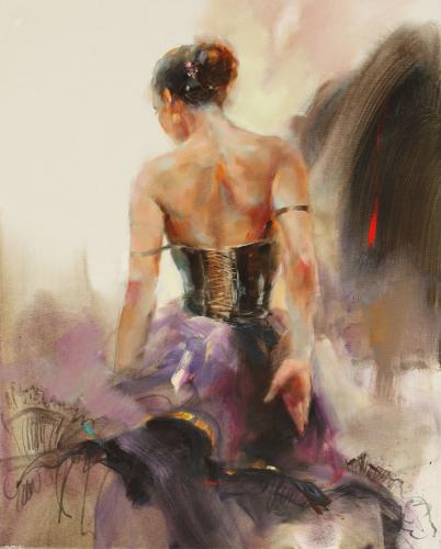Anna Razumovskaya Hand Signed and Numbered Limited Edition Artist Embellished Canvas Giclee: "Allez"