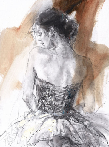 Anna Razumovskaya Hand Signed and Numbered Limited Edition Artist Embellished Canvas Giclee: "A Quiet Turning"