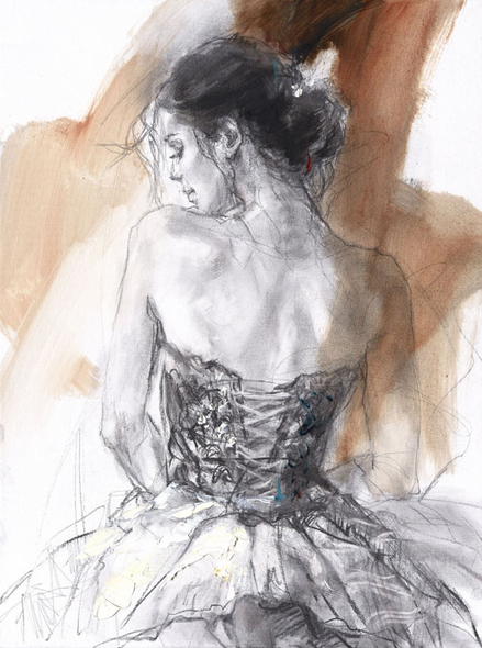 Anna Razumovskaya Hand Signed and Numbered Limited Edition Artist Embellished Canvas Giclee: "A Quiet Turning"