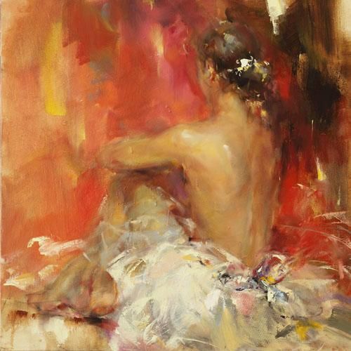 Anna Razumovskaya Hand Signed and Numbered Limited Edition Artist Embellished Canvas Giclee: "Backstage"