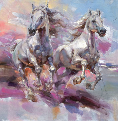 Anna Razumovskaya Hand Signed and Numbered Limited Edition Artist Embellished Canvas Giclee:"Dawn's Mirage 1"