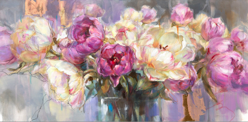 Anna Razumovskaya Hand Signed and Numbered Limited Edition Artist Embellished Canvas Giclee:"Blush of Dawn"