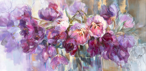 Anna Razumovskaya Hand Signed and Numbered Limited Edition Artist Embellished Canvas Giclee:"Velvet Dusk"