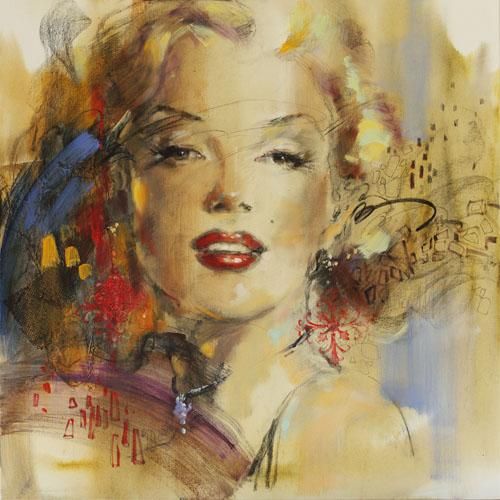 Anna Razumovskaya Hand Signed and Numbered Limited Edition Artist Embellished Canvas Giclee: "Blonde Ambition 2"