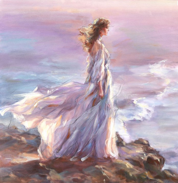 Anna Razumovskaya Hand Signed and Numbered Limited Edition Artist Embellished Canvas Giclee:"She Wears The Sky"