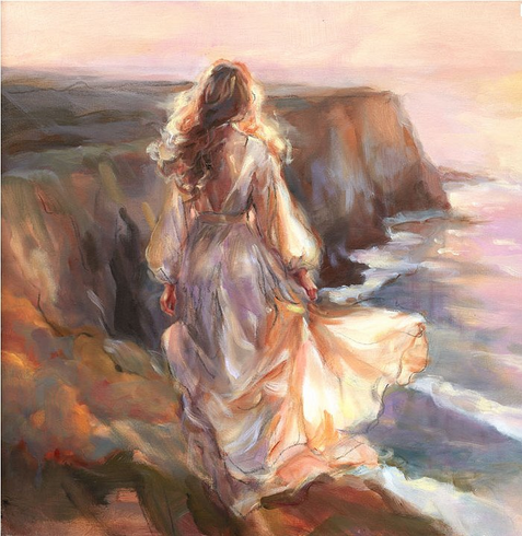 Anna Razumovskaya Hand Signed and Numbered Limited Edition Artist Embellished Canvas Giclee:"Twilight Pilgrimage"