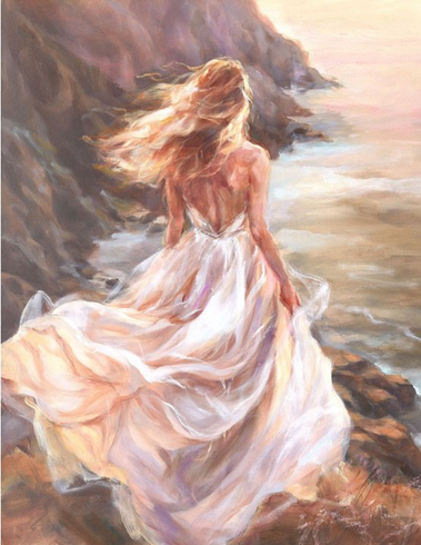 Anna Razumovskaya Hand Signed and Numbered Limited Edition Artist Embellished Canvas Giclee:"At The Edge Of Becoming'"